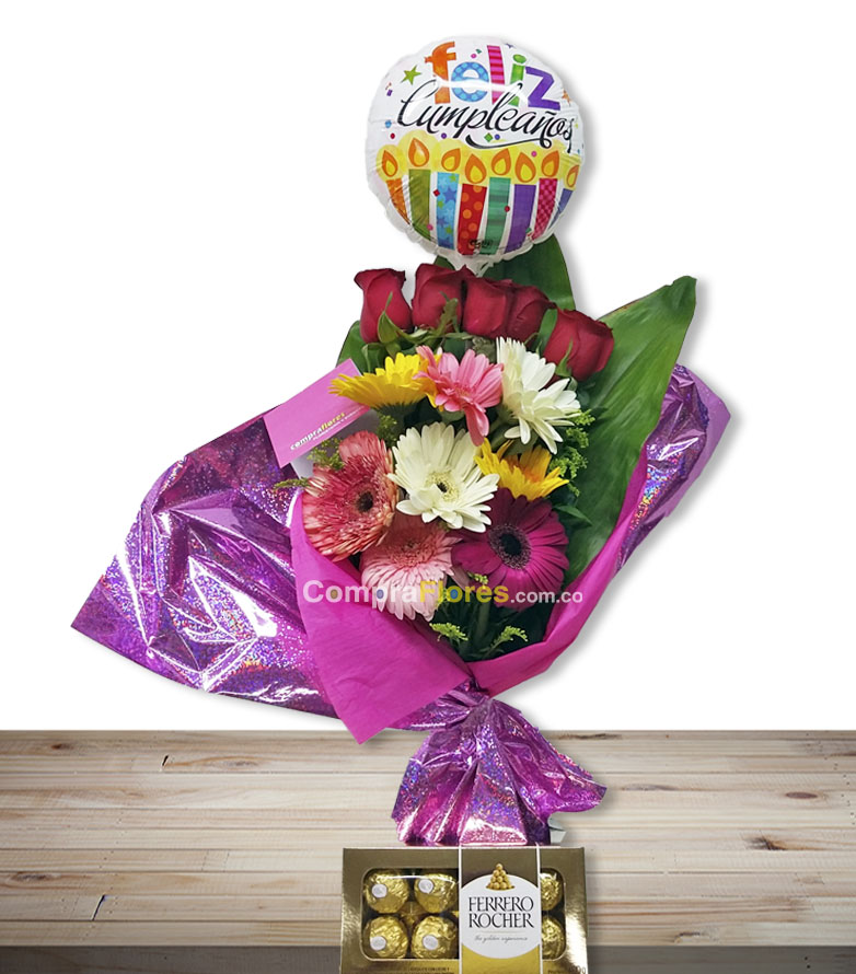 Rosas y gerberas